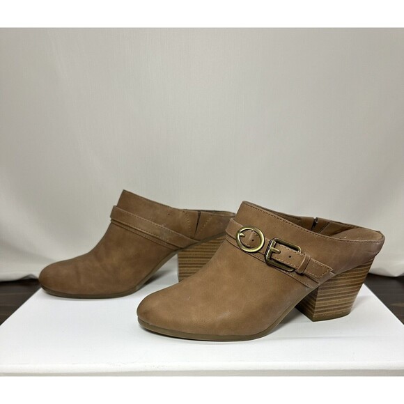 A2 By Aerosoles Tan Leather Slip On Mule Clogs Women's‎ SIZE 8.5 - Picture 1 of 7